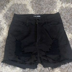 black ripped jean shorts, size 5